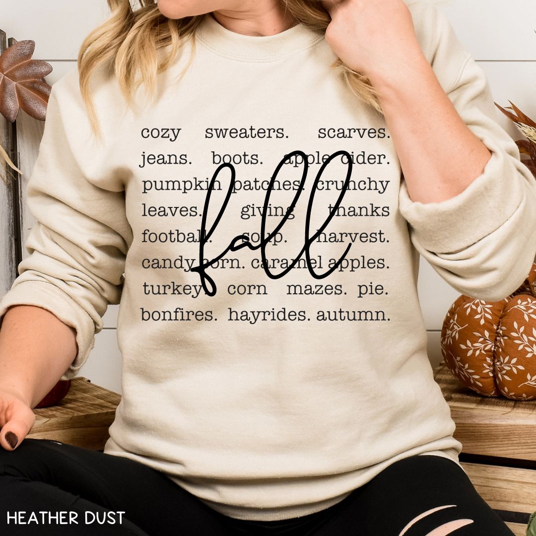 Fall - Fall Words - Unisex Crewneck Sweatshirt (No Hood)