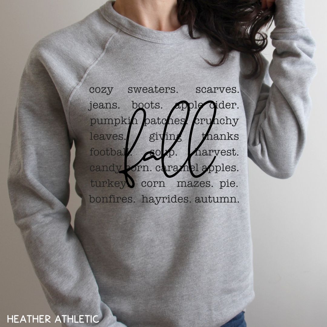 Fall - Fall Words - Unisex Crewneck Sweatshirt (No Hood)