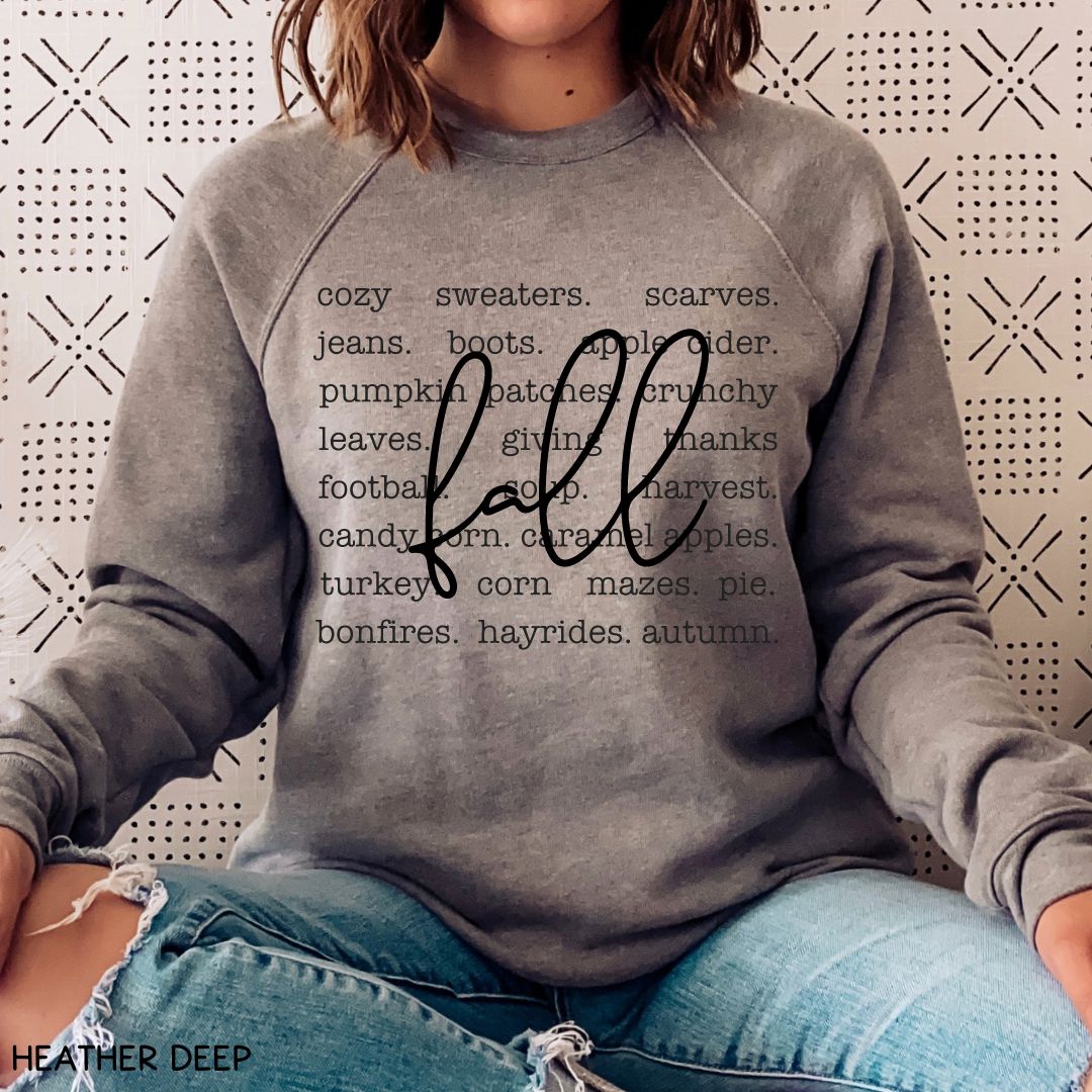 Fall - Fall Words - Unisex Crewneck Sweatshirt (No Hood)