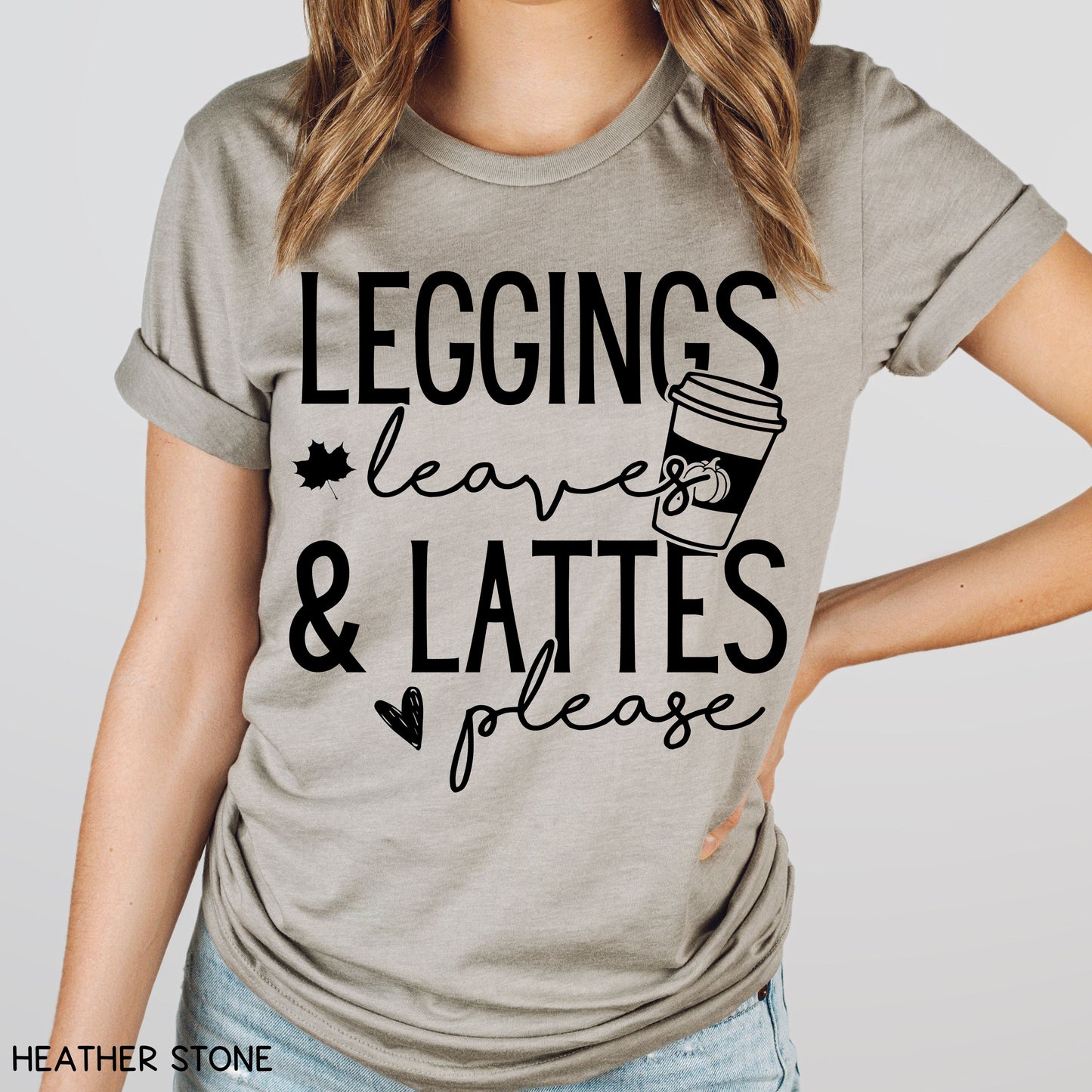 Fall - Leggings Leaves Lattes - Unisex Adult Tee