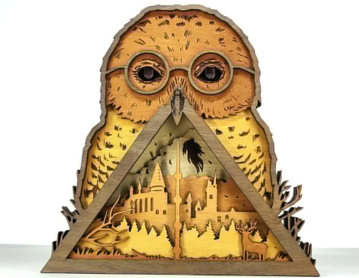 Custom wood layered mandala Harry Owl