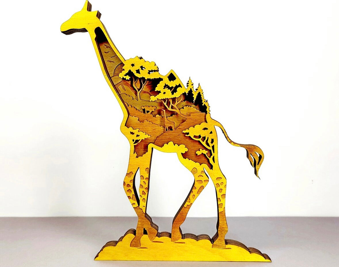 Custom wood layered mandala Giraffe