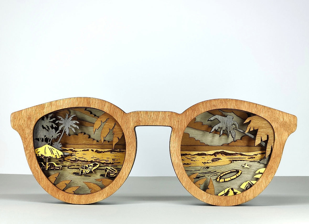 Custom wood layered mandala Beach Glasses