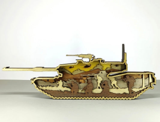 Custom wood layered mandala Military Tank Team