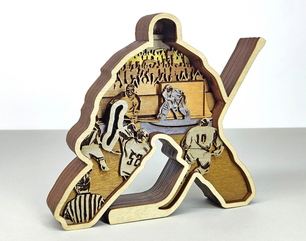 Custom wood layered mandala Hockey Goalie