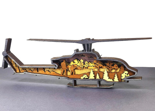 Custom wood layered mandala Helicopter