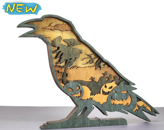 Custom wood layered mandala Halloween Crow