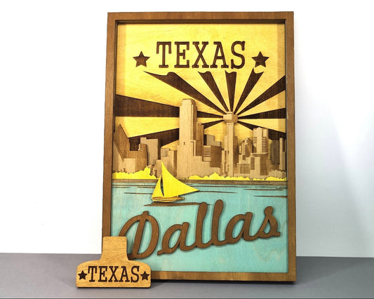 Custom wood layered mandala Dallas sign