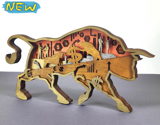 Custom wood layered mandala Livestock Auction Bull