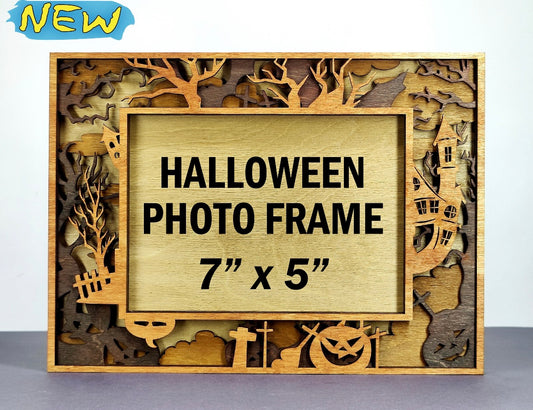 Custom wood layered mandala Halloween Picture Frame