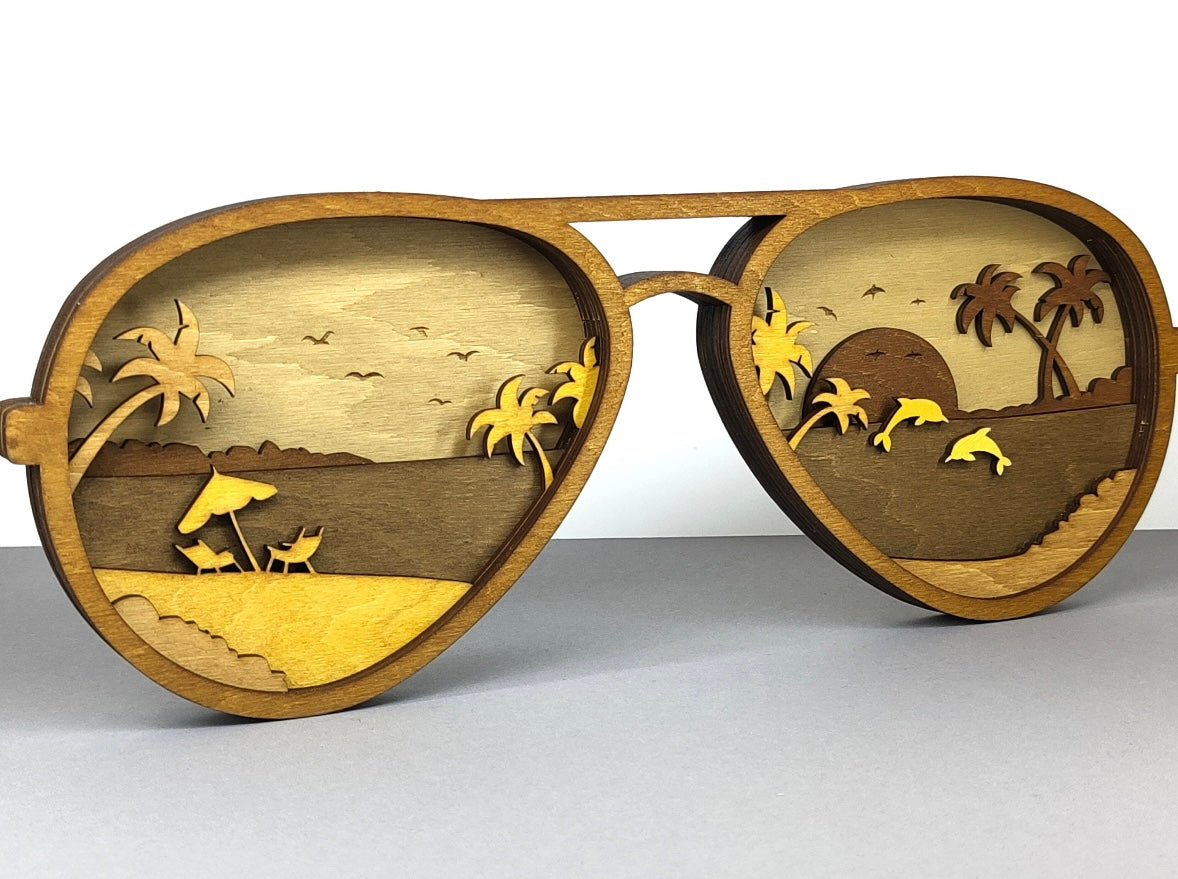 Custom wood layered mandala Beach Sunglasses