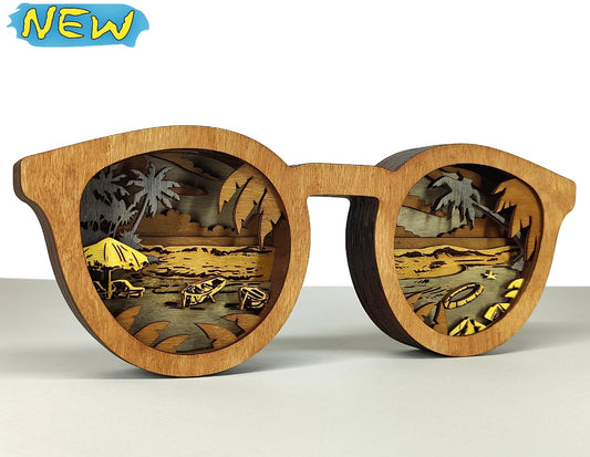 Custom wood layered mandala Beach Glasses 3