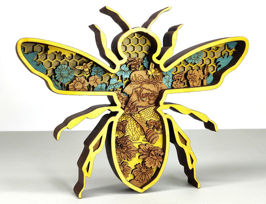 Custom wood layered mandala Honey Bee