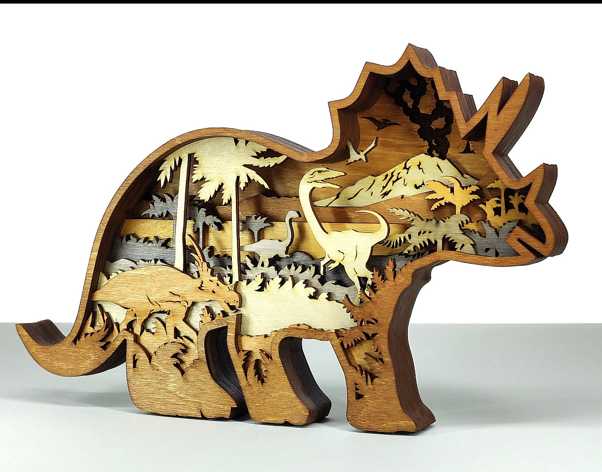 Custom wood layered mandala Triceratops
