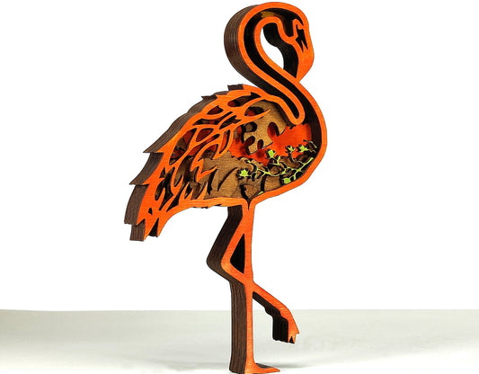 Custom wood layered mandala Flamingo