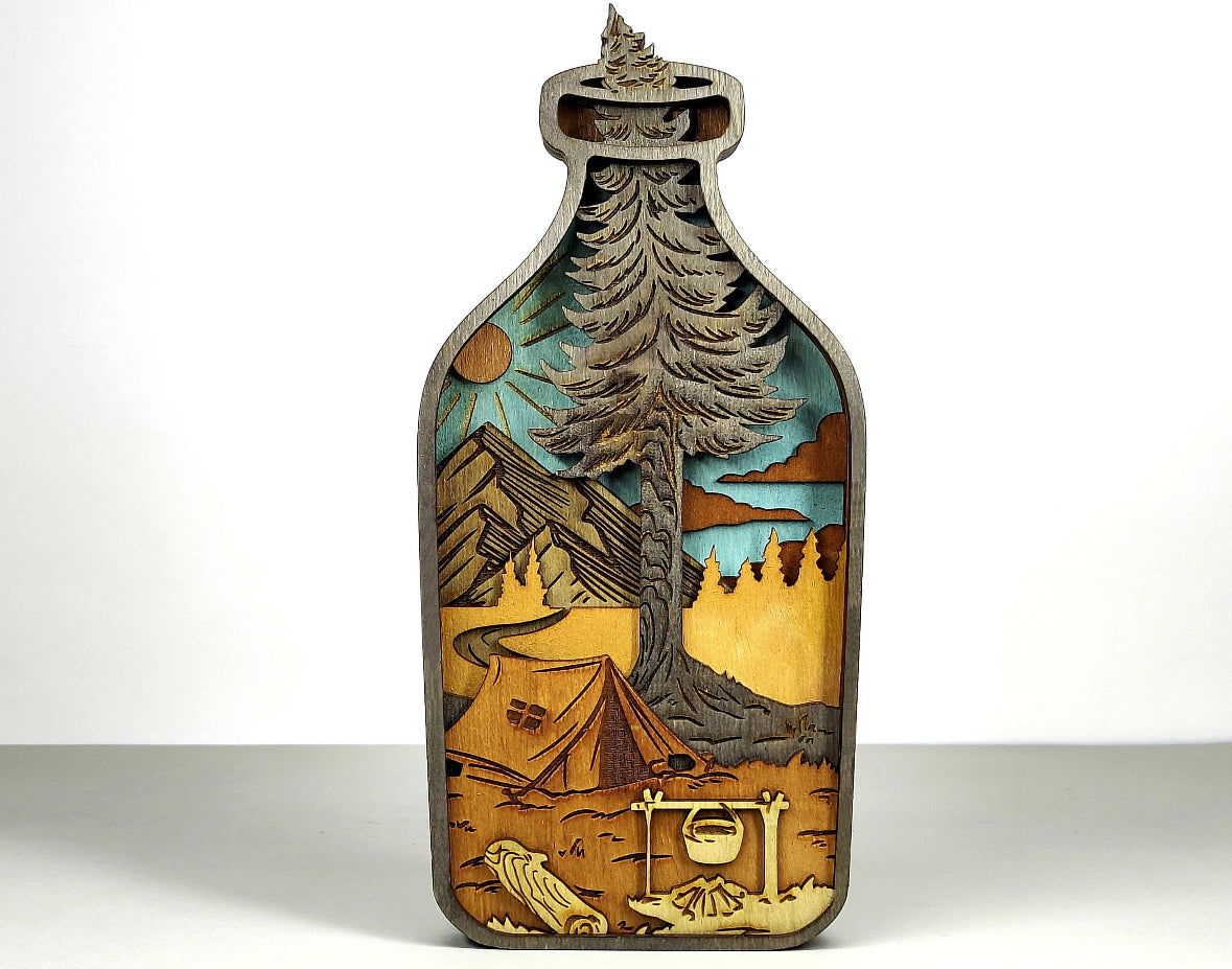 Custom wood layered mandala Camping Bottle