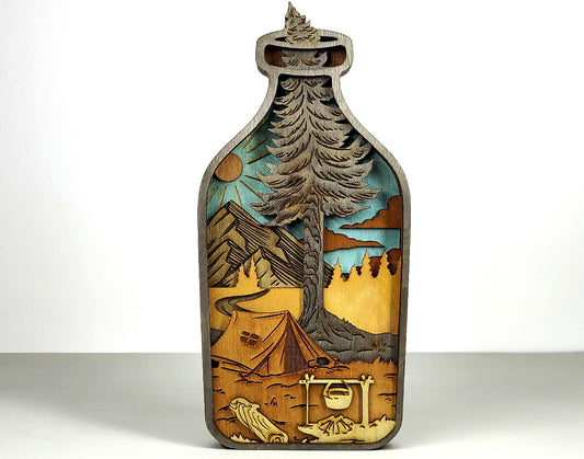 Custom wood layered mandala Camping Bottle