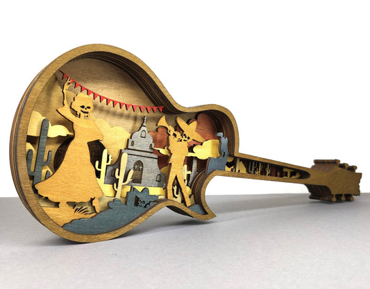 Custom wood layered mandala Flying Guitar