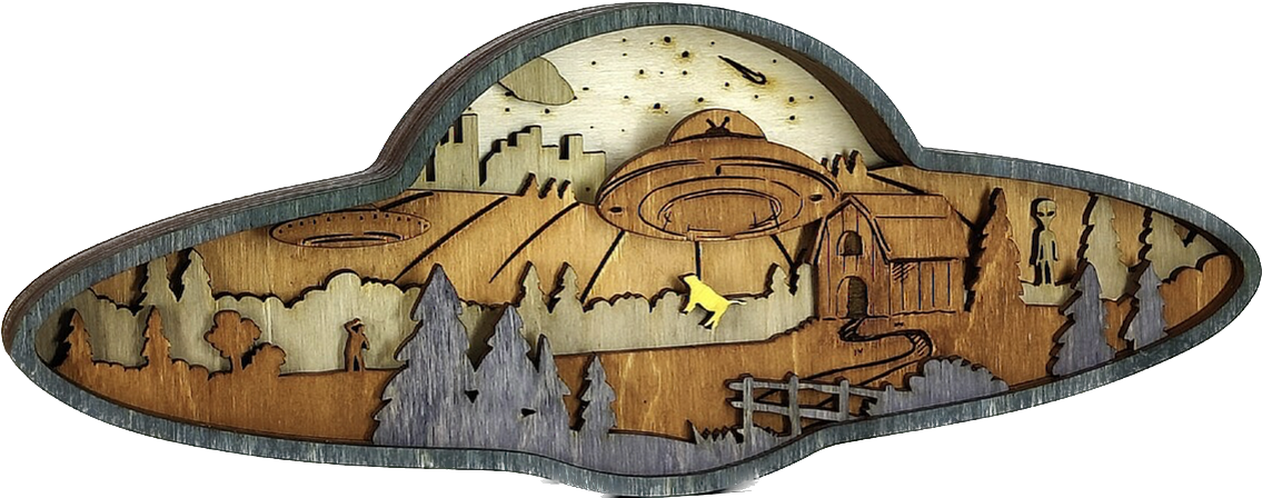 Custom wood layered mandala UFO
