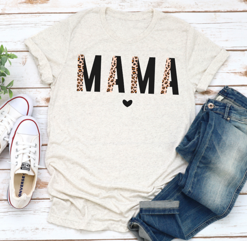 MAMA Leopard Heart - Unisex Adult Tee