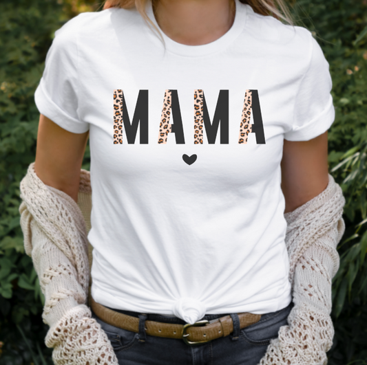 MAMA Leopard Heart - Unisex Adult Tee