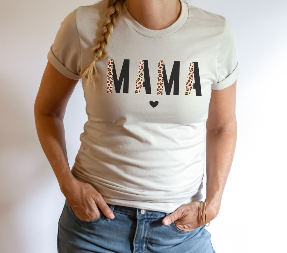 MAMA Leopard Heart - Unisex Adult Tee