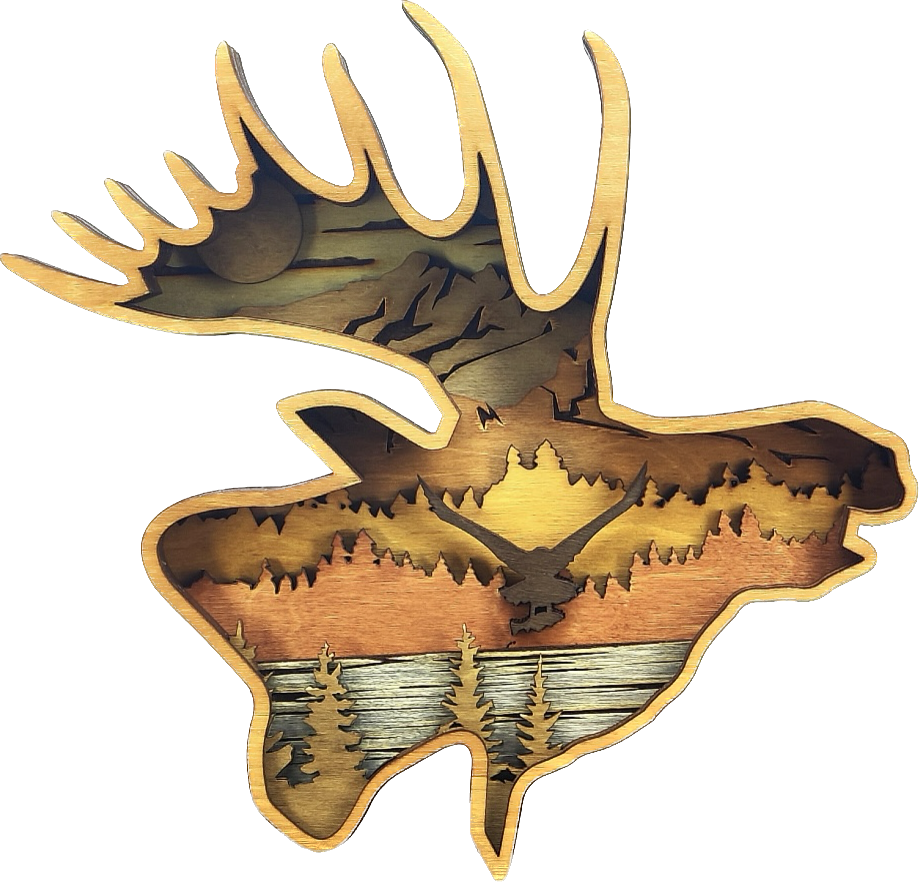 Custom wood layered mandala Moose Head