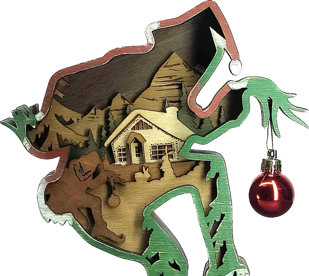 Custom wood layered mandala The Grinch